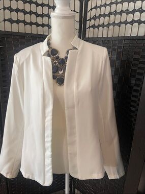 SHEIN White Open-Front Lightweight Jacket